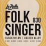 La Bella Folk Singer 830 Ball-Ends BLack Nylon and Golden Alloy Classic Guitar String